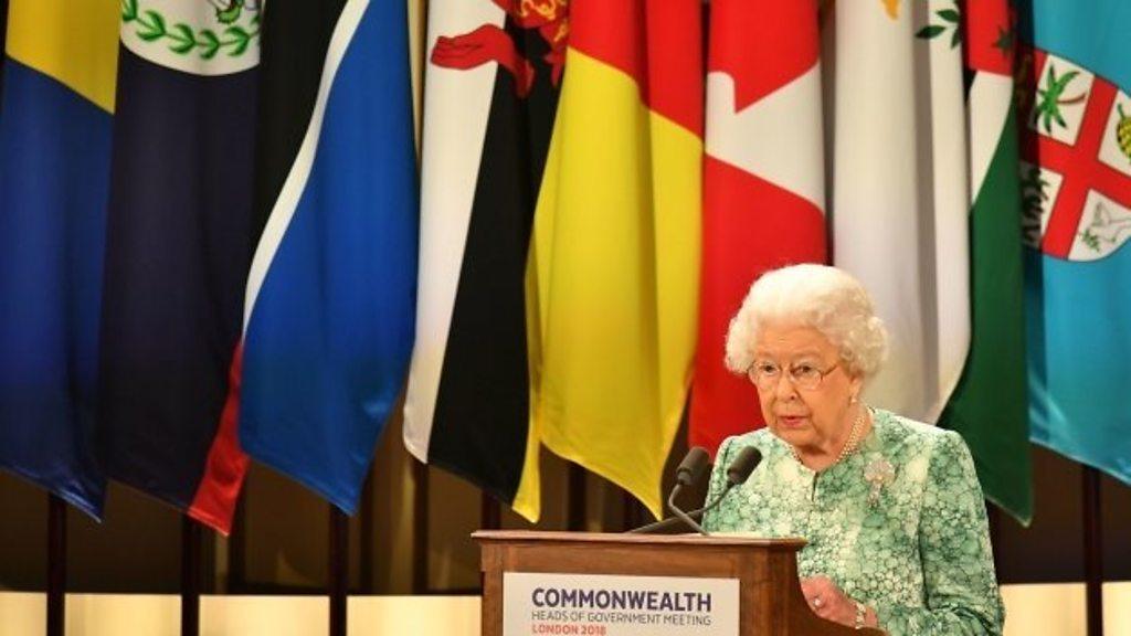 Queen Elizabeth II speaking at Commonwealth Heads of Government Meeting in London