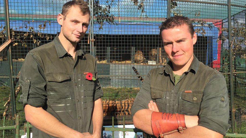 Lion tamers from the circus show called "An Evening with Lions and Tigers" Anthony Beckwith and Thomas Chipperfield