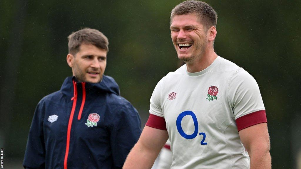 Owen Farrell and Richard Wigglesworth in training