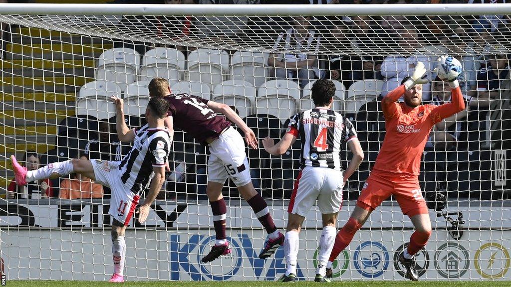 Zander Clark makes a save for Hearts against St Mirren