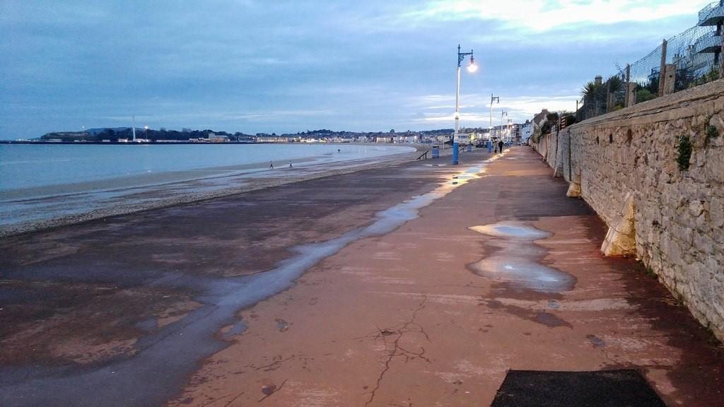 Greenhill Beach in Weymouth at twilight