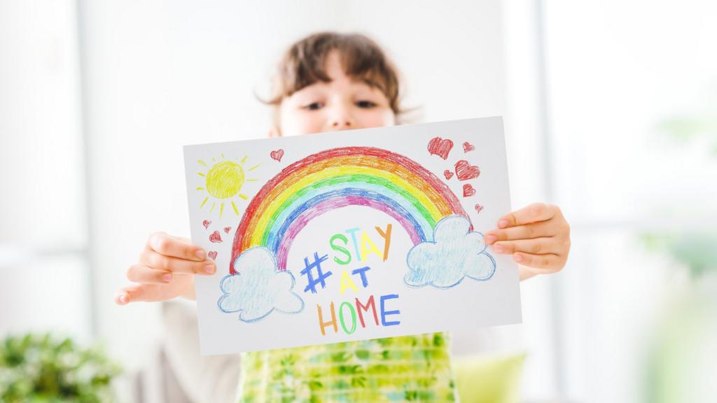 Girl with rainbow picture