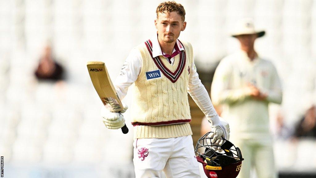 Lewis Goldsworthy reached his second first-class century for Somerset