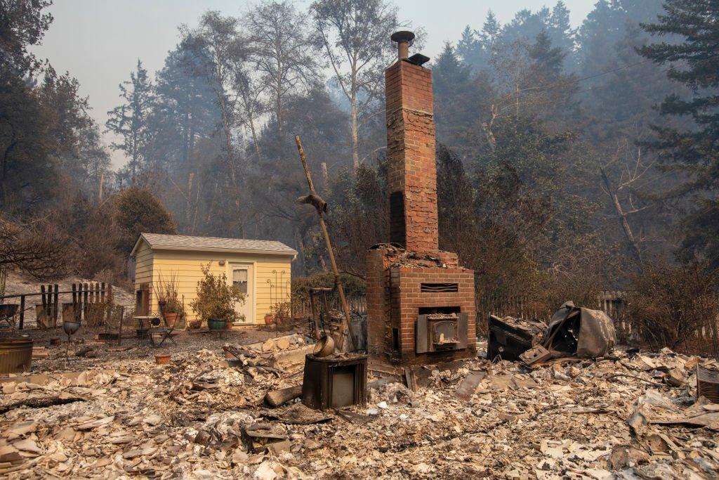 The CZU Lightning Complex fire destroyed homes in Davenport, California