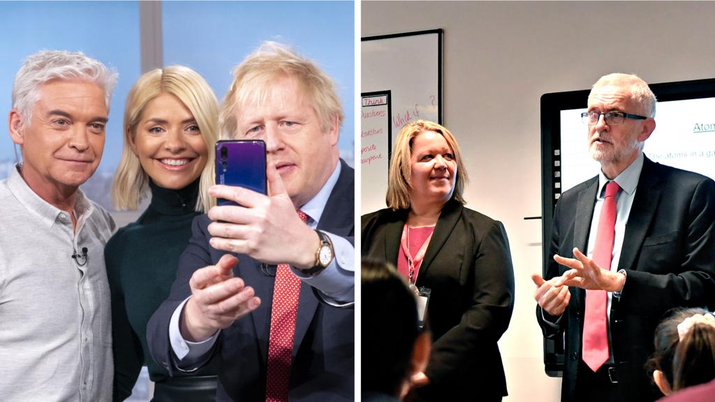 Boris Johnson on This Morning and Jeremy Corbyn in Peterborough