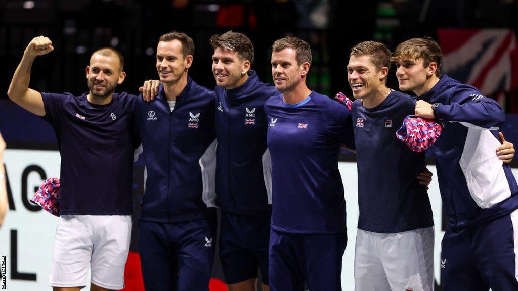 Great Britain's Davis Cup squad celebrate victory over France in September