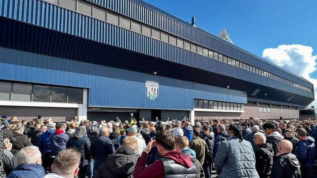 About 2,000 West Bromwich Albion fans protesting before the game against QPR on Easter Monday