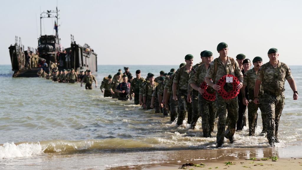 A commemorative beach landing by the Royal Marines in Normandy