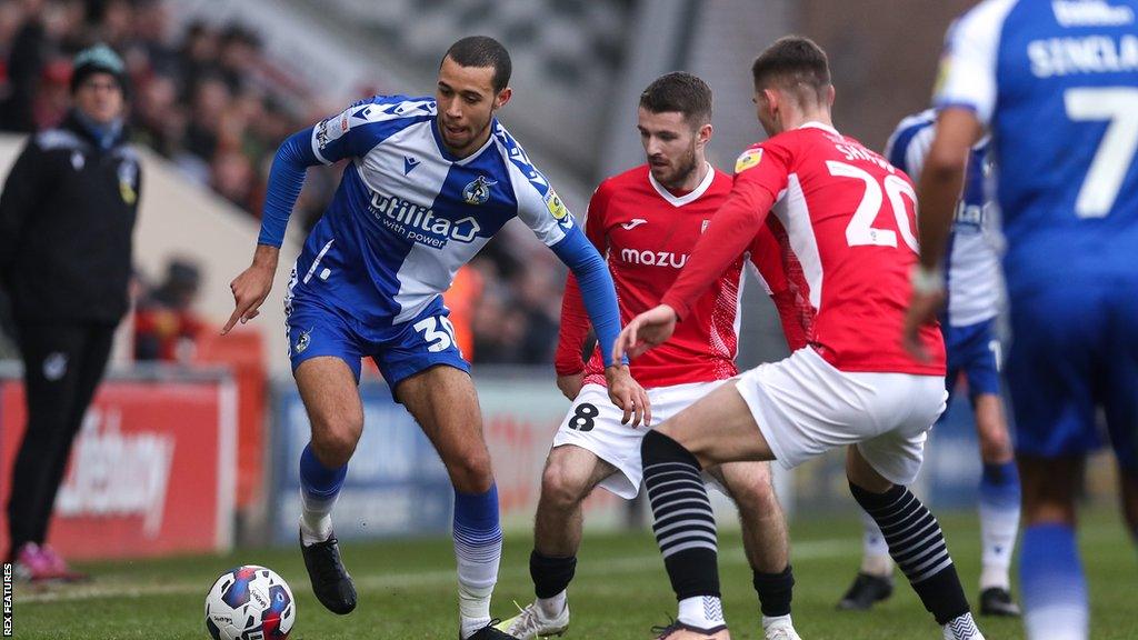 Luca Hoole in possession for Bristol Rovers