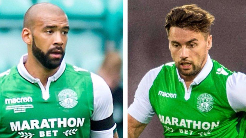 Hibs defenders Liam Fontaine and Darren McGregor