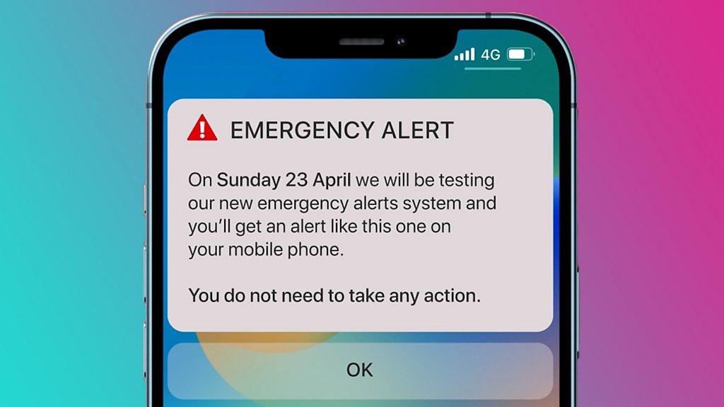 A phone showing an example of an emergency alert