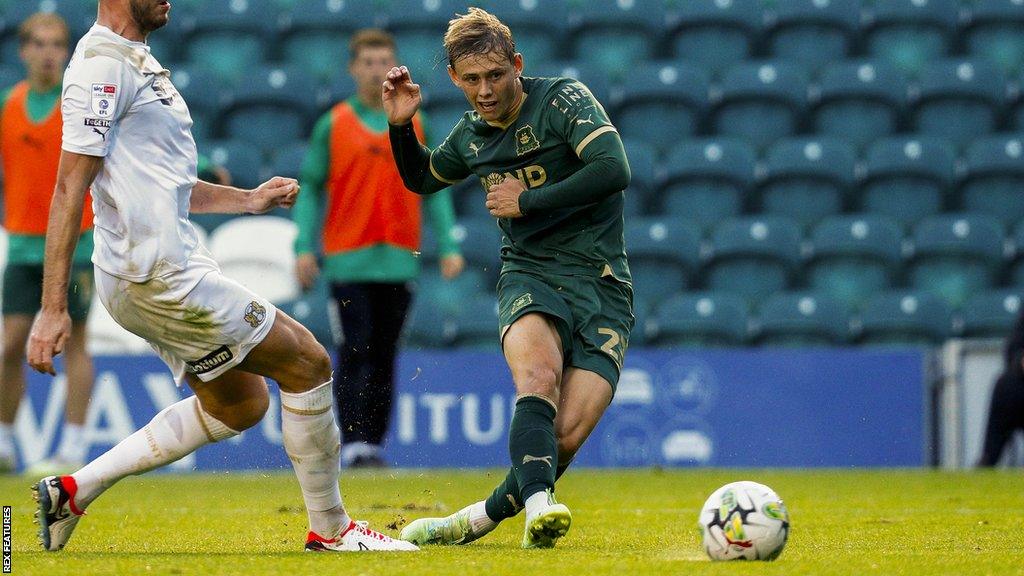 Ben Waine scores Plymouth Argyle's opening goal