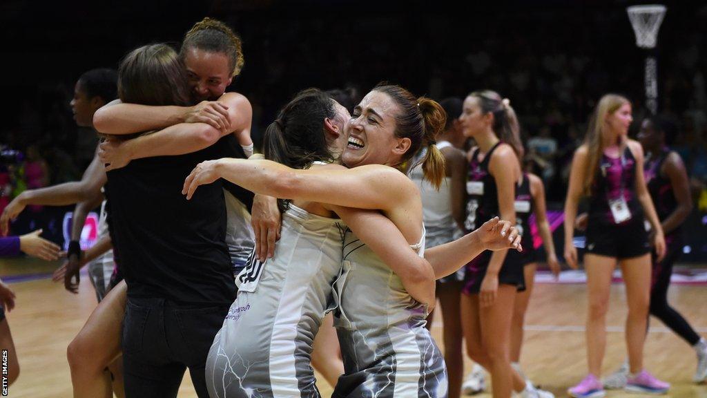 Natalie Panagarry and Beth Cobden celebrate