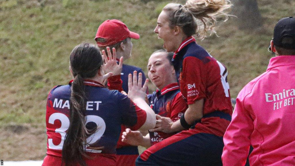 Jersey celebrate a wicket