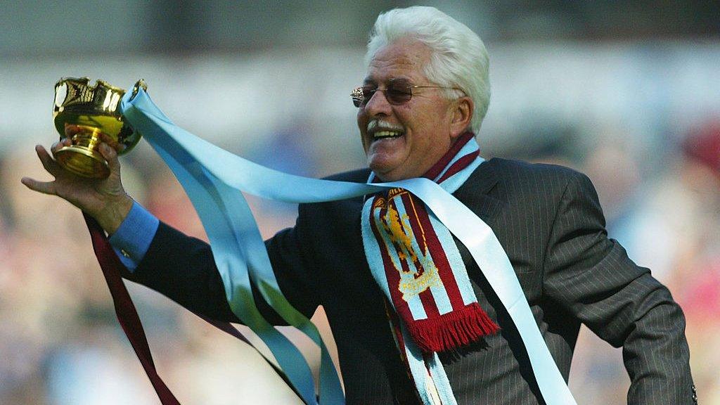 Jim Lewis with the Gold Cup at Villa Park