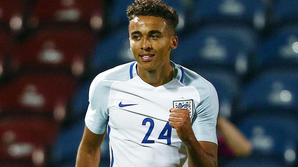 Dominic Calvert-Lewin celebrates scoring for England