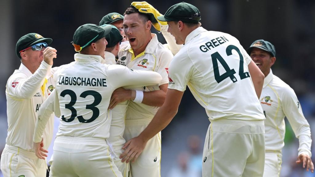 Australia players celebrate a wicket