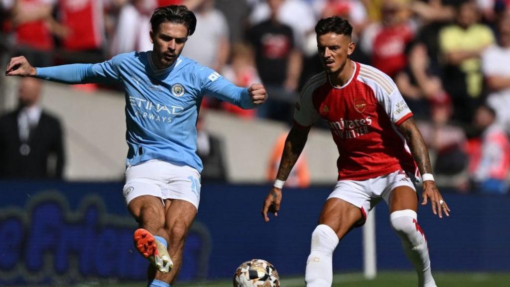 Arsenal's Ben White and Man City's Jack Grealish