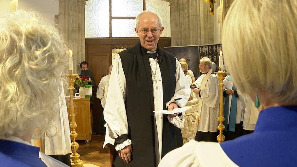 The Archbishop of Canterbury at a service in Torquay