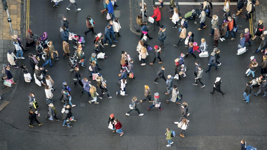 People pictured from overhead