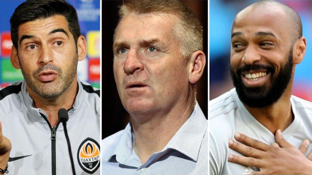 Paulo Fonseca (left), Dean Smith (centre) and Thierry Henry (right)