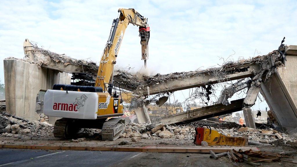 Bridge being demolished