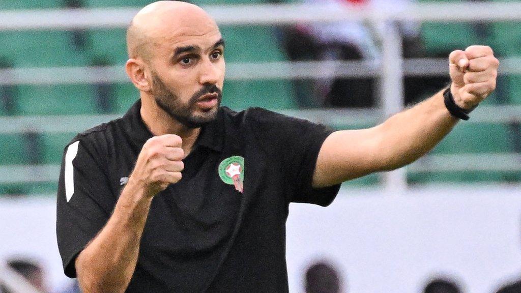 Morocco boss Walid Regragui gestures on the touchline