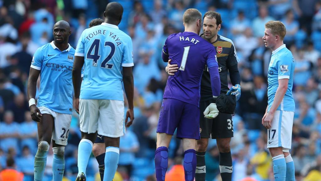 Manchester City players at full-time