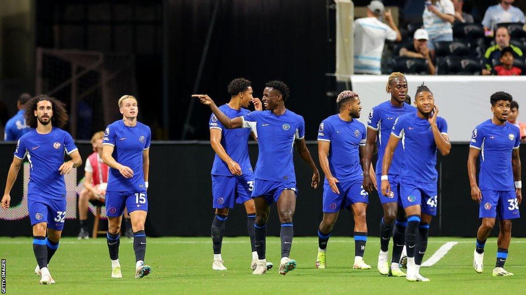 Chelsea's Nicolas Jackson celebrates his goal against Newcastle