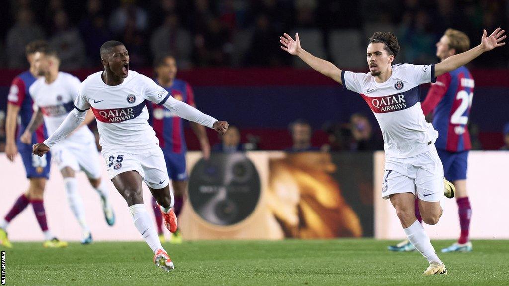 PSG players celebrate