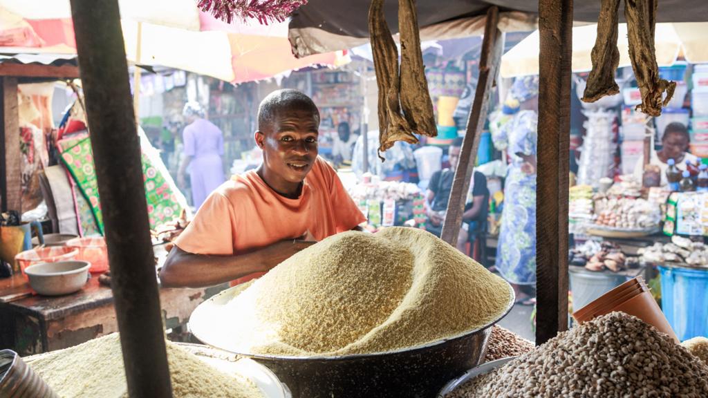 A market seller in Lagos, Nigeria