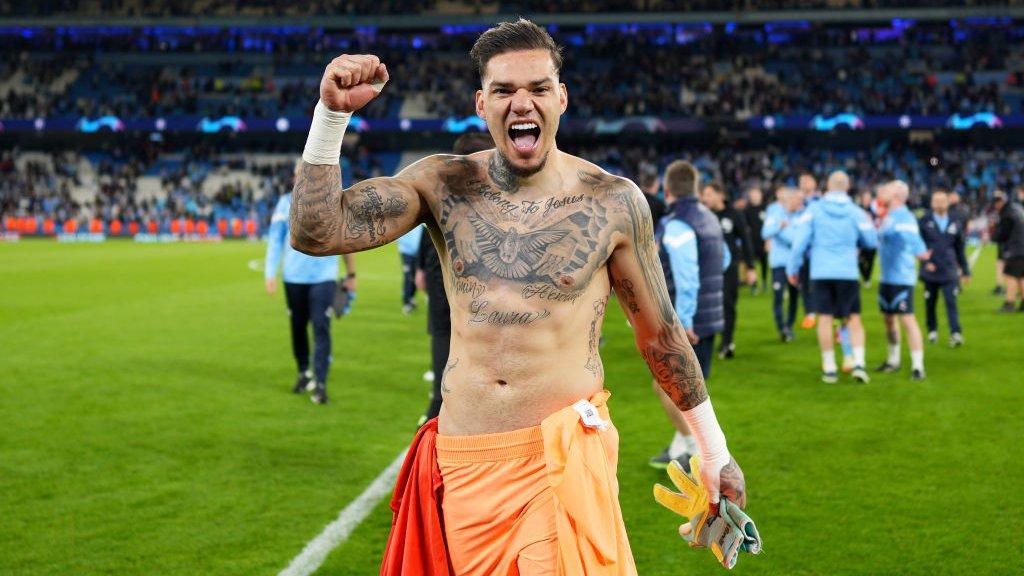 Ederson celebrates