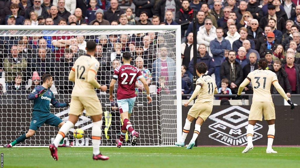 Joao Felix fires Chelsea into the lead against West Ham