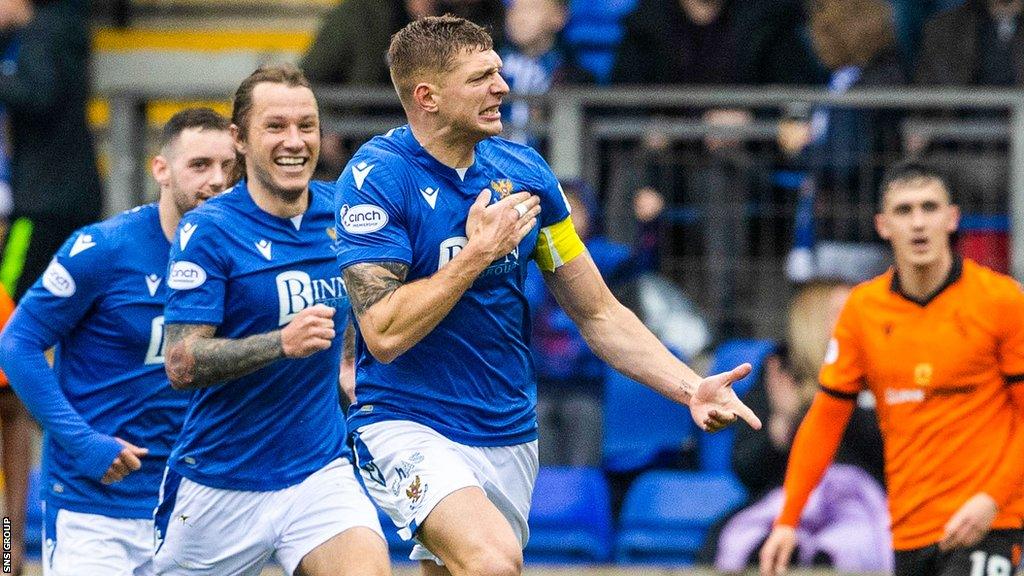 Liam Gordon celebrates his winning goal for St Johnstone