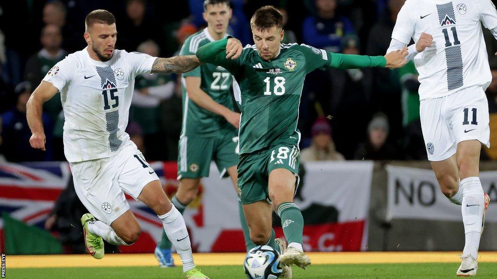 Brad Lyons played for 86 minutes on his first Northern Ireland appearance on Tuesday night