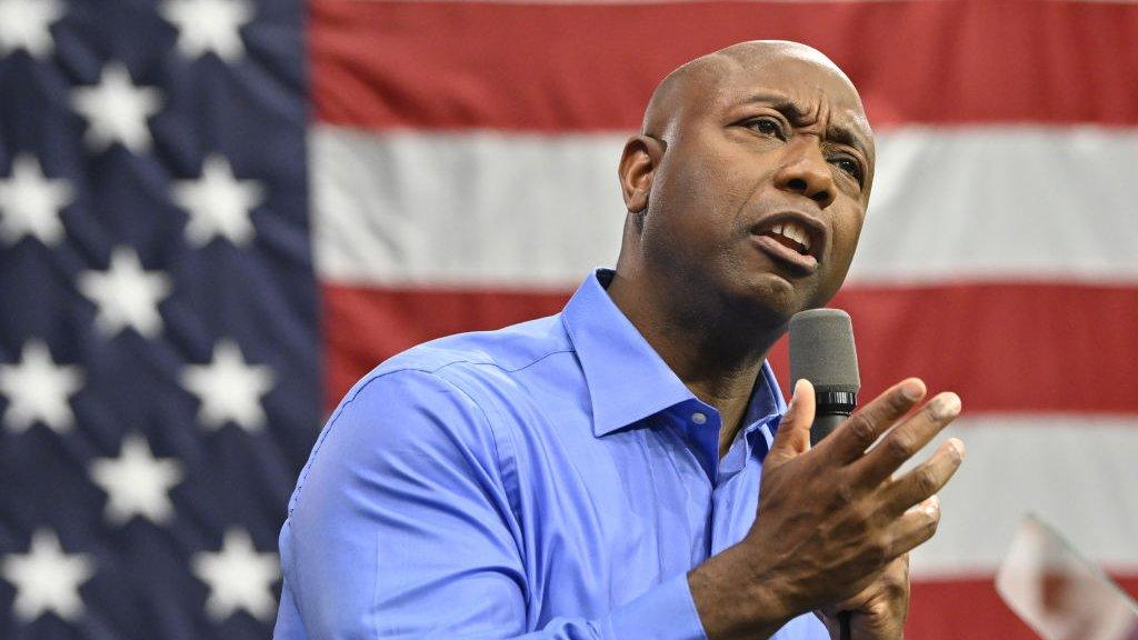 Senator Tim Scott declares his candidacy in Charleston, South Carolina, on 22 May 2023