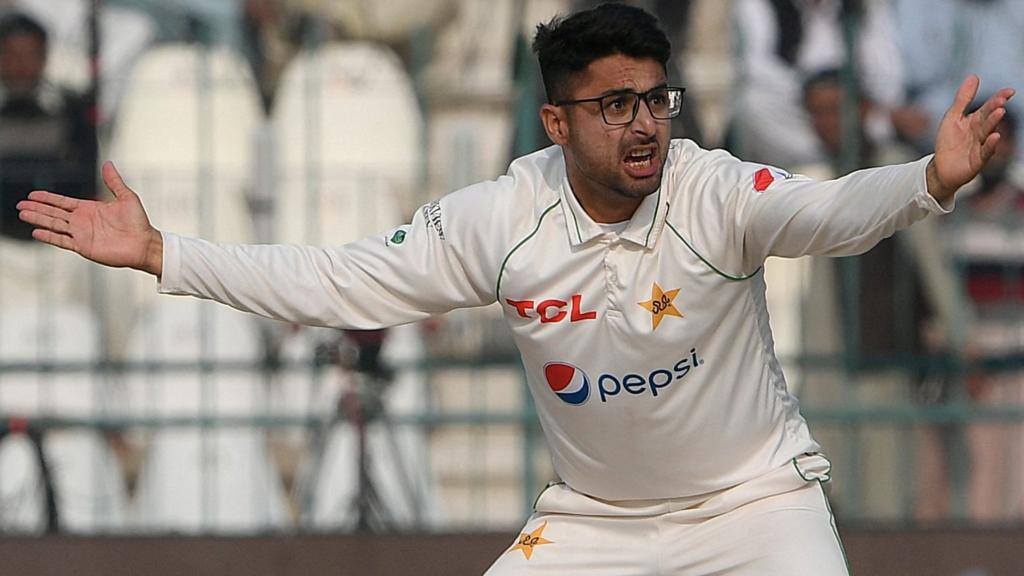 Pakistan bowler Abrar Ahmed appeals