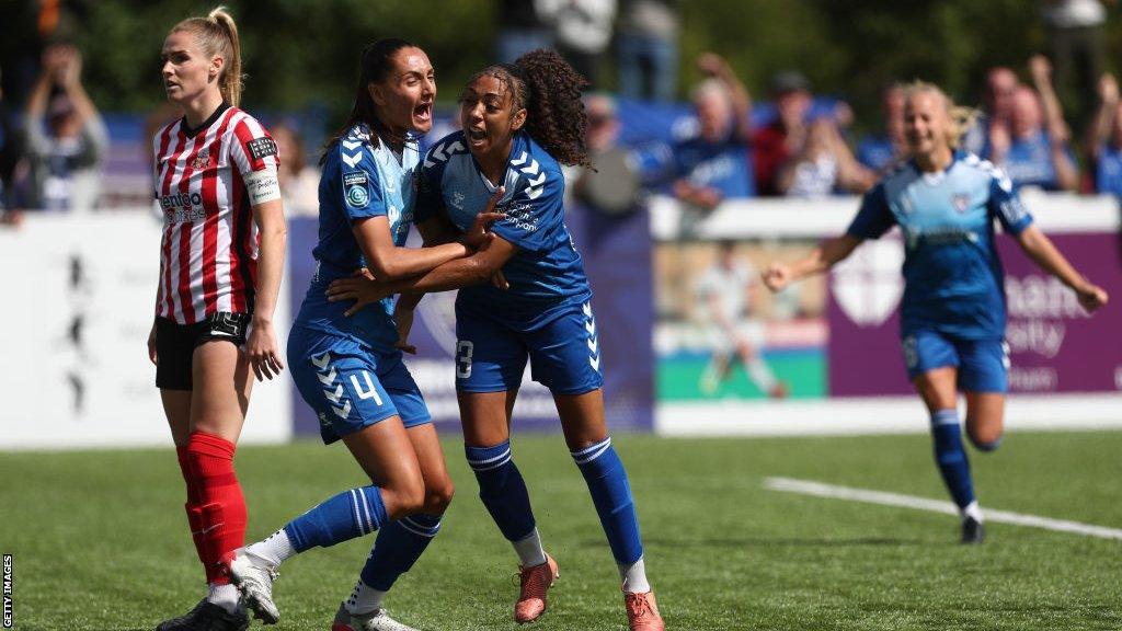 Jess Clarke celebrates against Sunderland