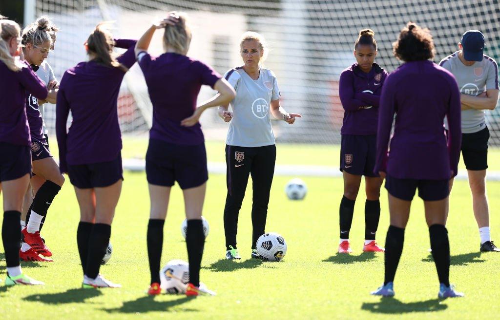 Sarina leading a training session with the England Lionesses