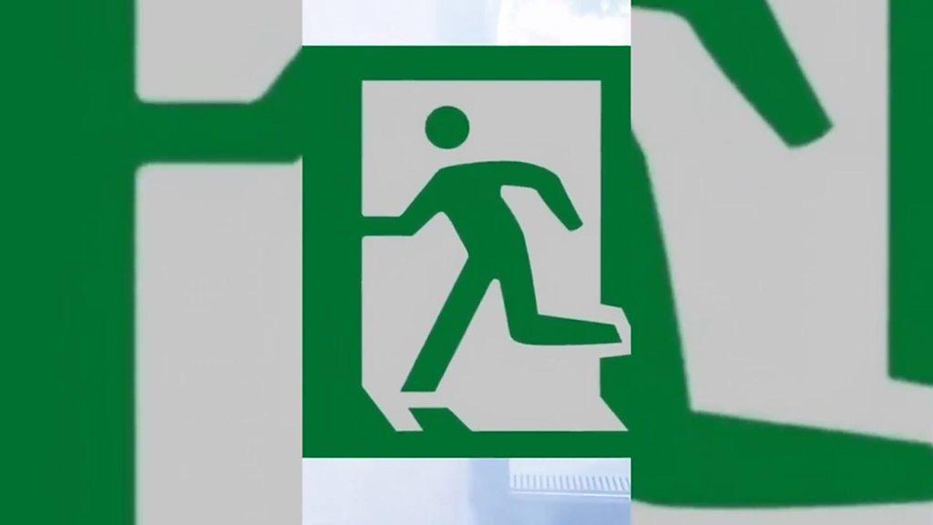 Emergency exit sign as seen in Baran's app