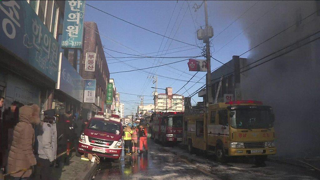 Scenes from the deadly fire at a hospital in South Korea on 26 January 2018