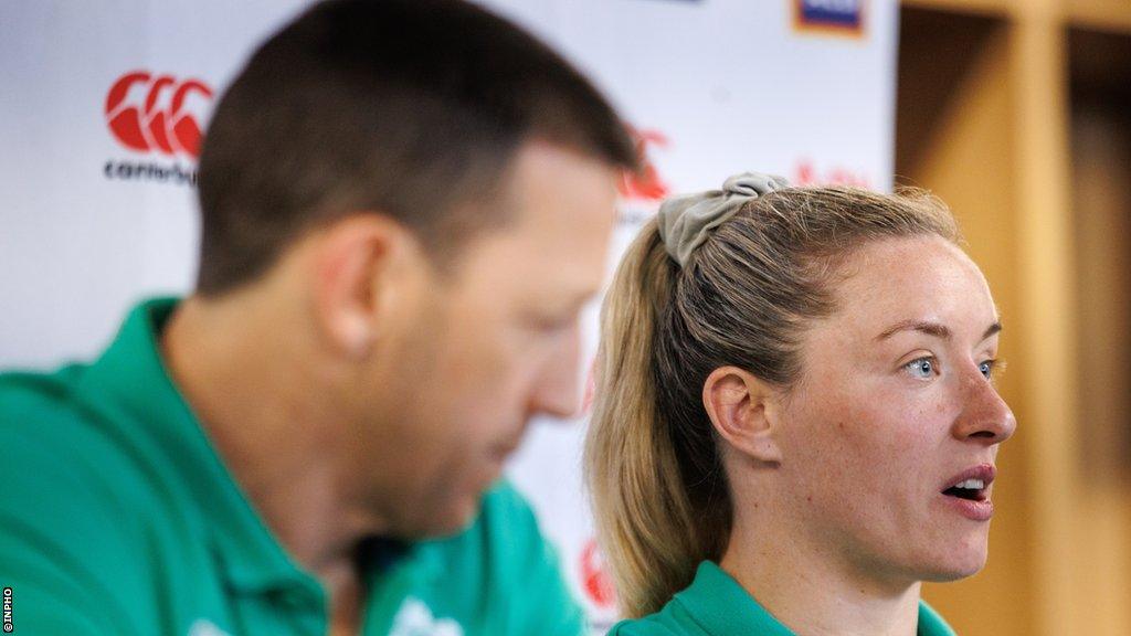 Scott Bemand and Edel McMahon at a press conference