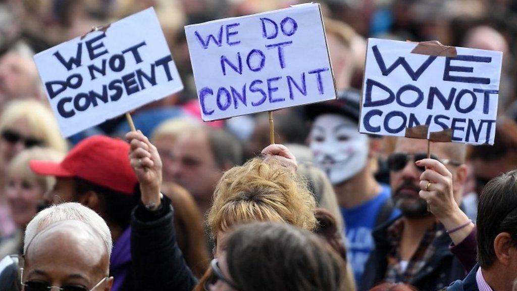 Protesters in Trafalgar Square, London