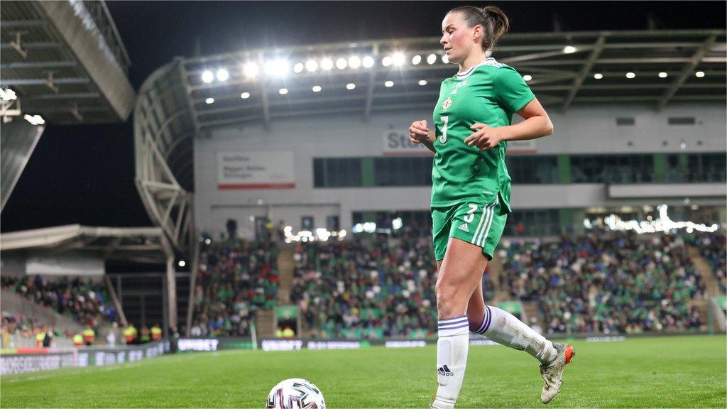 Northern Ireland's Demi Vance prepares to take a corner.