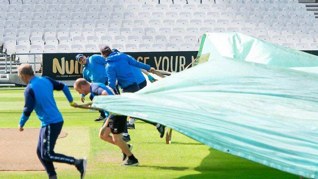 Play in the Roses Match was finally abandoned for the day in mid afternoon in Leeds