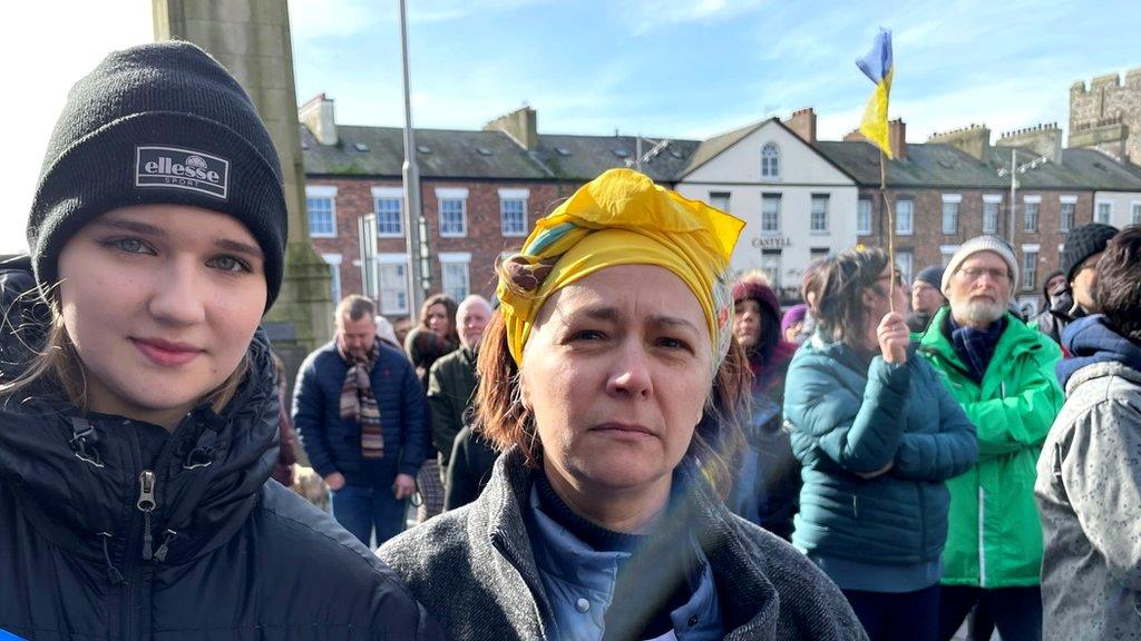 Protestors in Caernarfon