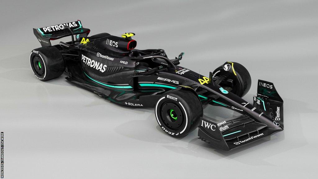 Handout photo provided by Mercedes of the new Mercedes W14