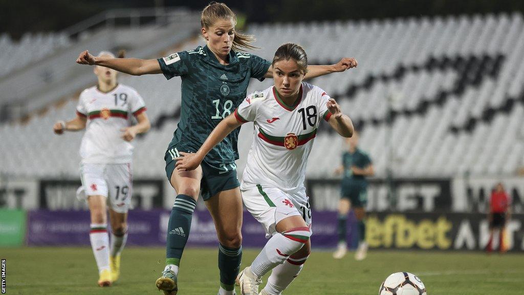 Kristiana Karaivanova in action against Germany