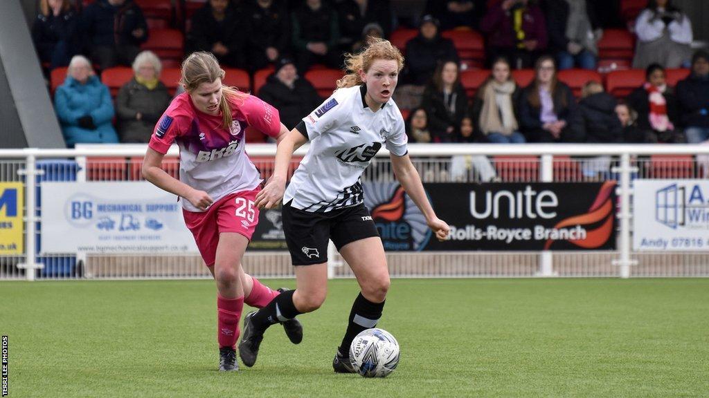 Amy Sims in action for Derby County