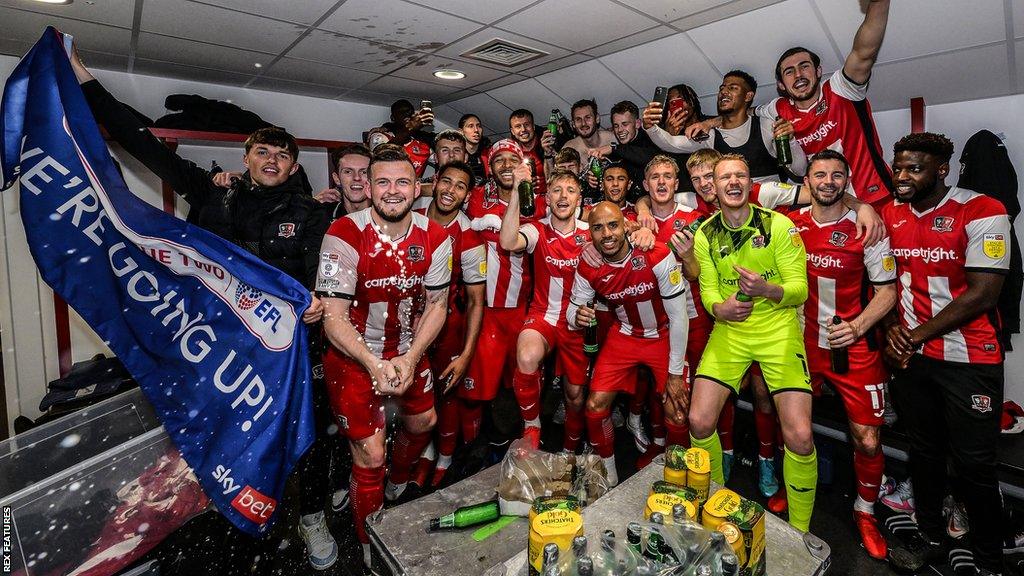 Exeter City celebrate being promoted